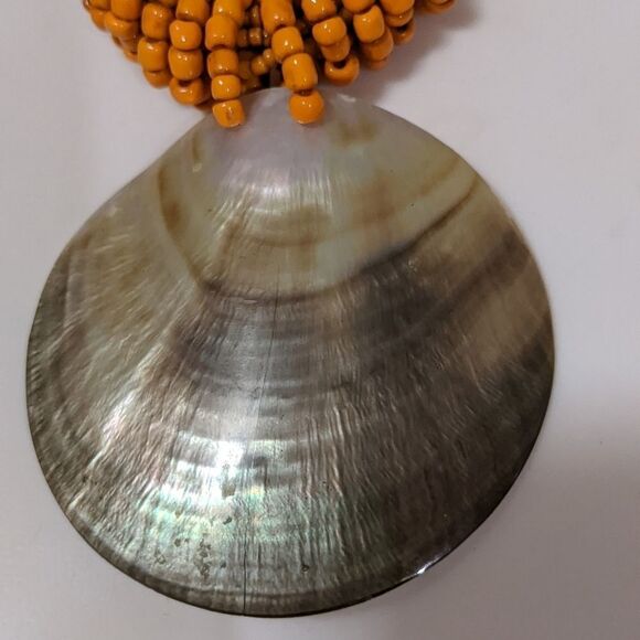 Vintage 3 piece orange shell necklaces & bracelet. 2 necklaces, mother of pearl - Picture 5 of 9